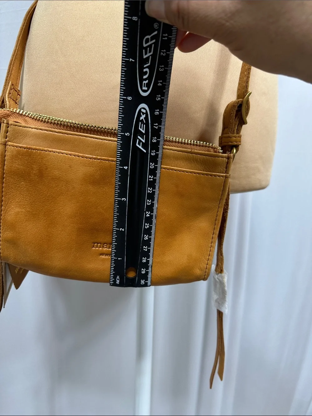 margot Cognac Leather Crossbody Bag with Tassel